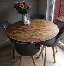 Round Rustic Industrial Hairpin Dining Table Fast Dispatch Times Rustic Industrial Dining Table Hairpin Dining Table Industrial Dining Table