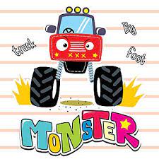 Cute Red Truck On Striped Background Illustration Vector 4x4 Activity Automobile Png And Vector With Transparent Background For Free Download Di 2021 Anak Kartun Lucu