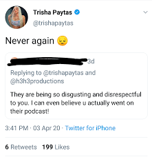 Jun 09, 2021 · trisha paytas ‏ verified account. Trisha Isn T Happy About What Was Said In The Last Podcast Episode H3h3productions
