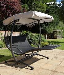 Ellister Deluxe Garden Swing Seat Bed In Natural Beige Colour With Canopy And Cushions Garden Swing Seat Garden Swing Wooden Garden Swing