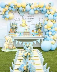For The Of Parties On Instagram The Sweetest Winnie The Pooh Party Follow Our Surprise Baby Shower Birthday Balloon Decorations Baby Shower Themes