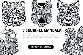Download 5 Squirrel Bundle Mandala Graphic By Vunira Creative Fabrica SVG Cut Files