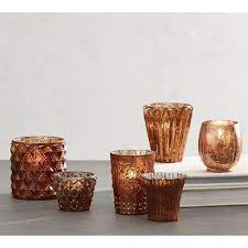Ideal gift and use for weddings, spa, aromatherapy, tealights, candle. Golden Glass Copper Antiqued Mercury Votive Holder Id 19642354373