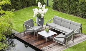 Des salons de jardin jusqu'à 12 places ! Salon De Jardin Bas Haut De Gamme Gris 4 5 Places Alcedo