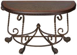 Ashley Furniture Signature Design Rafferty Sofa Table Traditional Style Entertainment Console Table Semi Circle Diy Sofa Table Sofa Table Simple Sofa Table