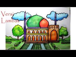 Mewarnai gambar masjid untuk anak sd. Cara Menggambar Mesjid Untuk Anak Sd Versi Lambat Youtube