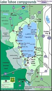 Numerous diverse areas near lake tahoe are administered by the state of nevada for the enjoyment of all visitors. Lake Tahoe Camping Map By Tahoehighsierra Com Lake Tahoe Lake Tahoe Camping Tahoe