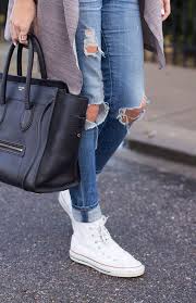 Black And White Striped Converse High Tops Drape Cardigan Hello Fashion Fashion Hello Fashion How To Wear