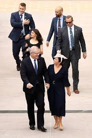 Prime Minister Of Australia Scott Morrison And His Wife Jenny Arrive Anzac Memorial Duke And Duchess Prince Harry And Meghan