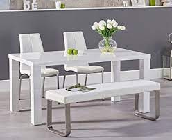 Dream home interiors can help you find the perfect formal dining set, casual dining set, dining table, kitchen table, stone top dining table, pub table, bar, bar and barstools, dining chair, china. Atlanta 160cm White High Gloss Dining Table With Cavello Chairs And Atlanta White Bench