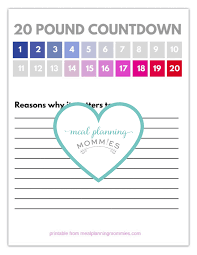 Free Printable 20 100 Pound Weight Loss Trackers Meal Planning Mommies