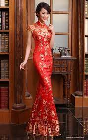 Chinese Bridal Qipao Illusion Beaded Cheongsam Evening Gown Fishtail Chinese Wedding Dress Traditional Dresses Evening Gowns