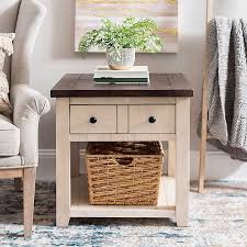 Franklin wooden bedside table in black with 2 drawers. Cream Franklin Side Table Kirklands