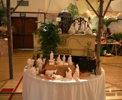 The Tax Collector S Display Table Under Its Own Wood Canopy At The Simi Valley California Back Church Christmas Party Ward Christmas Party Christmas Nativity