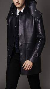 Bonded Nappa Leather Coat With Detachable Hood Leather Jacket Leather Jacket Men Leather Coat