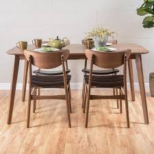 Noble House Ava Natural Walnut Wood Dark Brown 5 Piece 60 Dining Set Walmart Com In 2020 Rectangular Dining Set Solid Wood Dining Set Dining Room Sets