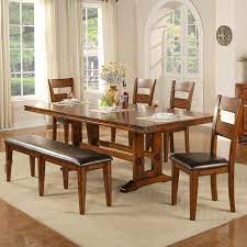Gather around the table with comfortable dining room chairs. Winners Only Mango Dmg4492 4x50s 55s 6 Piece Trestle Table Bench And Chair Set Gill Brothers Furniture Table Chair Set With Bench