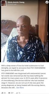 Nollywood actress, ify onwuemene, who was popular for her role in the popular sitcom 'everyday people', has died of cancer, newspremises has learned. Cih8yorfzxmjm