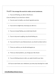 Health Advice Jumbled Sentences Conditionals Sentence Correction Sentence Correction Worksheets Sentences