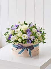 Refreshing Lilacs Hatbox Birthday Flowers Birthday Flower Delivery Flowers Bouquet Gift