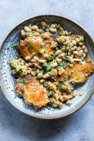 Skillet Chicken With White Beans And Artichoke Eat Gold Recipe White Beans Chicken Dinner Dinner Recipes