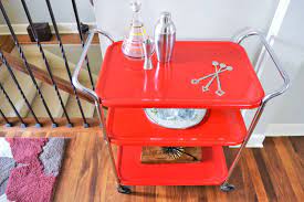 Kitchen decor vintage cabinets kitchen decor themes decor vintage kitchen hoosier cabinet vintage cupboard home office furniture kitchen furniture. Vintage Red Costco Style Rolling Cart Mid Century Modern Red Bar Cart With Wheels 3 Tiered Rolling Metal Cart Retro Kitchen Island Retro Kitchen Retro Modern House Decoration Kitchen