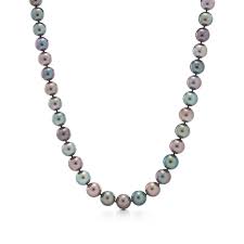 necklace of multicolored tahitian pearls with 18k white gold