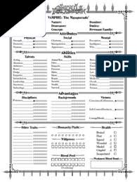 .of this sheets, and more sheets at: Ghouls Vampire The Masquerade Sheet Psychological Concepts Psychology