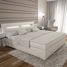 Bett140 x 200 + lattenrost + matratze + 2x schublade +led weiß. Dalian Boxspringbett 180x200 Cm Weisses Polster Bett In Leder Optik Mit Integrierter Led Beleuchtung Edles Designer Bett Inkl Bonellfederkern Matratze Und Visco Topper Tuv Gepruft Made In Eu Matratzen Betten Lattenroste De