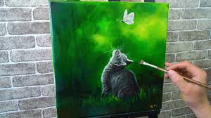 Simple Acrylic Painting 3 Acrylic Painting For Beginners Easy Cat And Butterfly Painting Tutorial Youtube