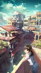 Girl On Balcony By Dsnglap Anime City Anime Scenery Manga Art