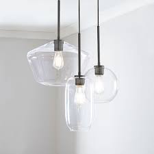 Sculptural Glass 3 Light Multi Chandelier Clear