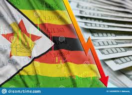 Zimbabwe Flag And Chart Falling Us Dollar Position With A