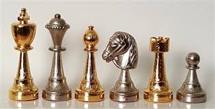 Material:tinplate sheet & magnetic plastic. 3 Gold And Silver Chess Pieces Italfama