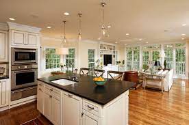 This open kitchen design is right in the middle of the home's main traffic flow. Modern Open Kitchen Designs With Living Room