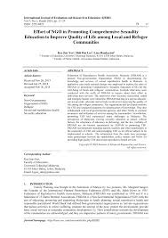 Almost half of the country's citizens are female. Pdf Effort Of Ngo In Promoting Comprehensive Sexuality Education To Improve Quality Of Life Among Local And Refugee Communities