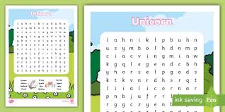Unicorn Word Search Teacher Made