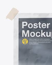 Download Textured Poster W Tape Mockup In Stationery Mockups On Yellow Images Object Mockups PSD Mockup Templates