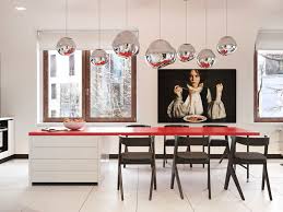 These make the black decorative screen and the legs of the chairs stand out. Red White Black Dining Room D Signers