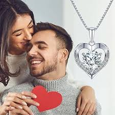Heart Pendant Necklace Gifts for Wife, Engraved 'I LOVE YOU' Gift for Wife  Girlfriend, 3 carat Moissanite D Color (VVS1) , Anniversary Eternity ...