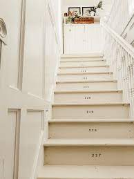 Numbered Stairs Farmhouse Stairway Makeover Stairway Makeover Stairways Farmhouse Staircase