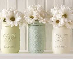 Looking for a set of rustic wall sconces for your bedroom or living room? Chalk Painted Mason Jar Vases Vintage Decor Paint Vintage Jars Mason Jar Diy