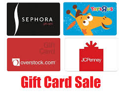 Purchase the brands our customers love to give. 10 Off Gift Cards Sale 50 Toysrus Babiesrus Gift Card 40 50 Jcpenney Gift Card 40 60 Sephora Or Overstock Gift Card 50 Heavenly Steals