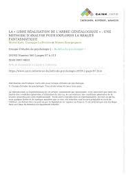 Maybe you would like to learn more about one of these? Pdf La Libre Realisation De L Arbre Genealogique Une Methode D Analyse Pour Explorer La Realite Fantasmatique