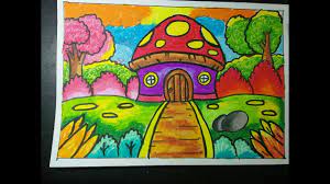 Mewarnai jamur menggambar dan mewarnai. Cara Menggambar Dan Mewarnai Rumah Jamur Disertai Petunjuk Warna Youtube