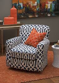 Love These Swivel Chairs For The She Cave Lucia Navy Geometric Swivel Chair Made In Th Upholstered Swivel Chairs Leather Chaise Lounge Chair Stylish Chairs