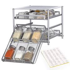 Check spelling or type a new query. 3 Tier Spice Rack Standing Spice Drawer Storage Organizer For Kitchen Cabinet Countertop 18 Bottle Silver Buy Online In United Arab Emirates At Desertcart Ae Productid 171559647
