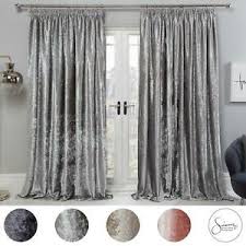 An icon with an upward arrow inside a circle. Sienna Crushed Velvet Pencil Pleat Curtains Ready Made Pair Fully Lined Tape Top Ebay