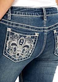 Earl Jean Fleur De Lis Stretch Bling Me Stretch Capris Jeans