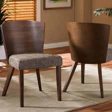 Baxton Studio Sparrow Gray Fabric Upholstered And Medium Brown Wood Dining Chairs Set Of 2